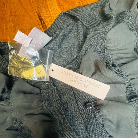 Romeo & Juliet Couture Charcoal Ruffled Cardigan - Picture 3 of 6
